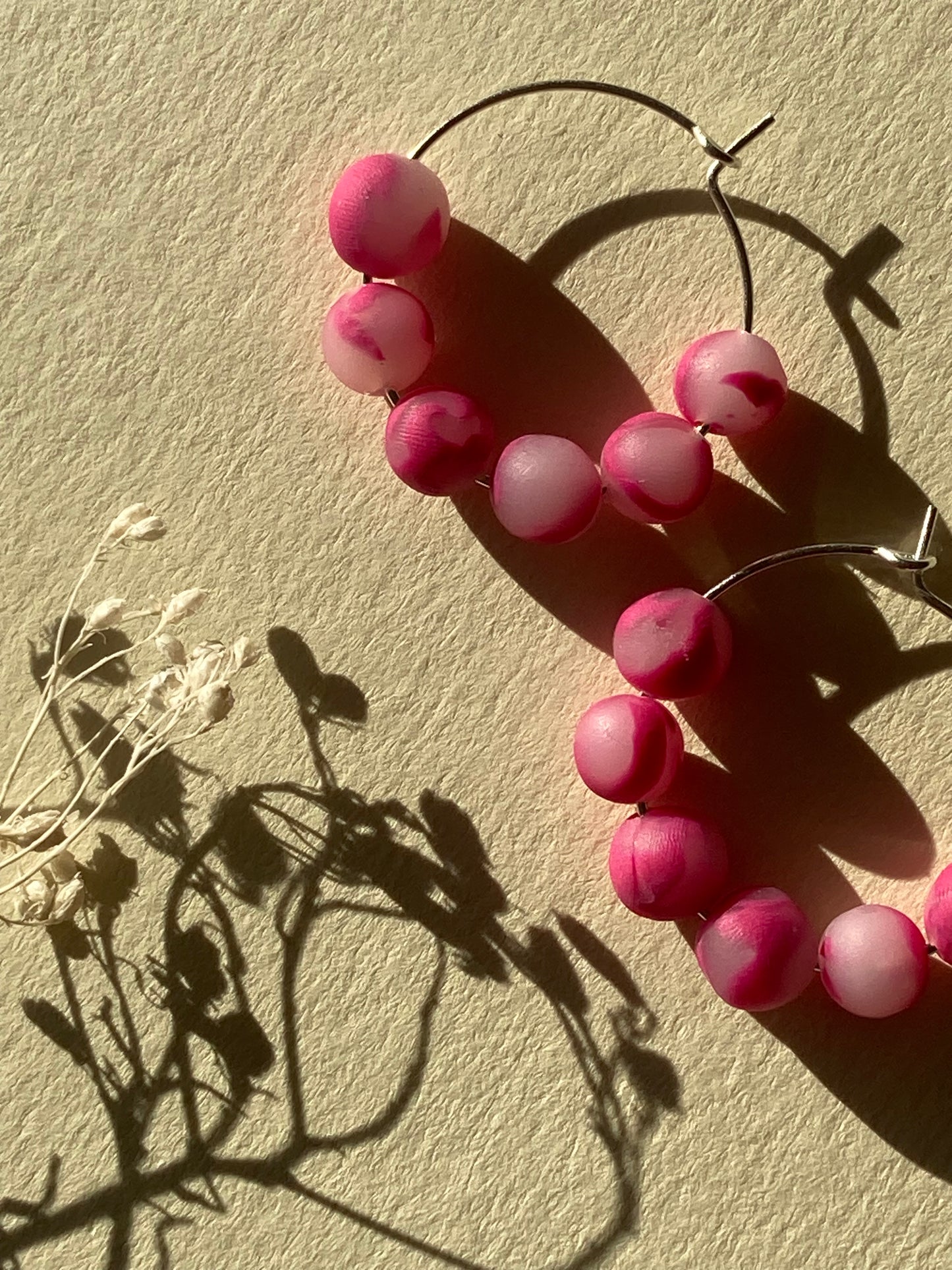 Pink beads earrings