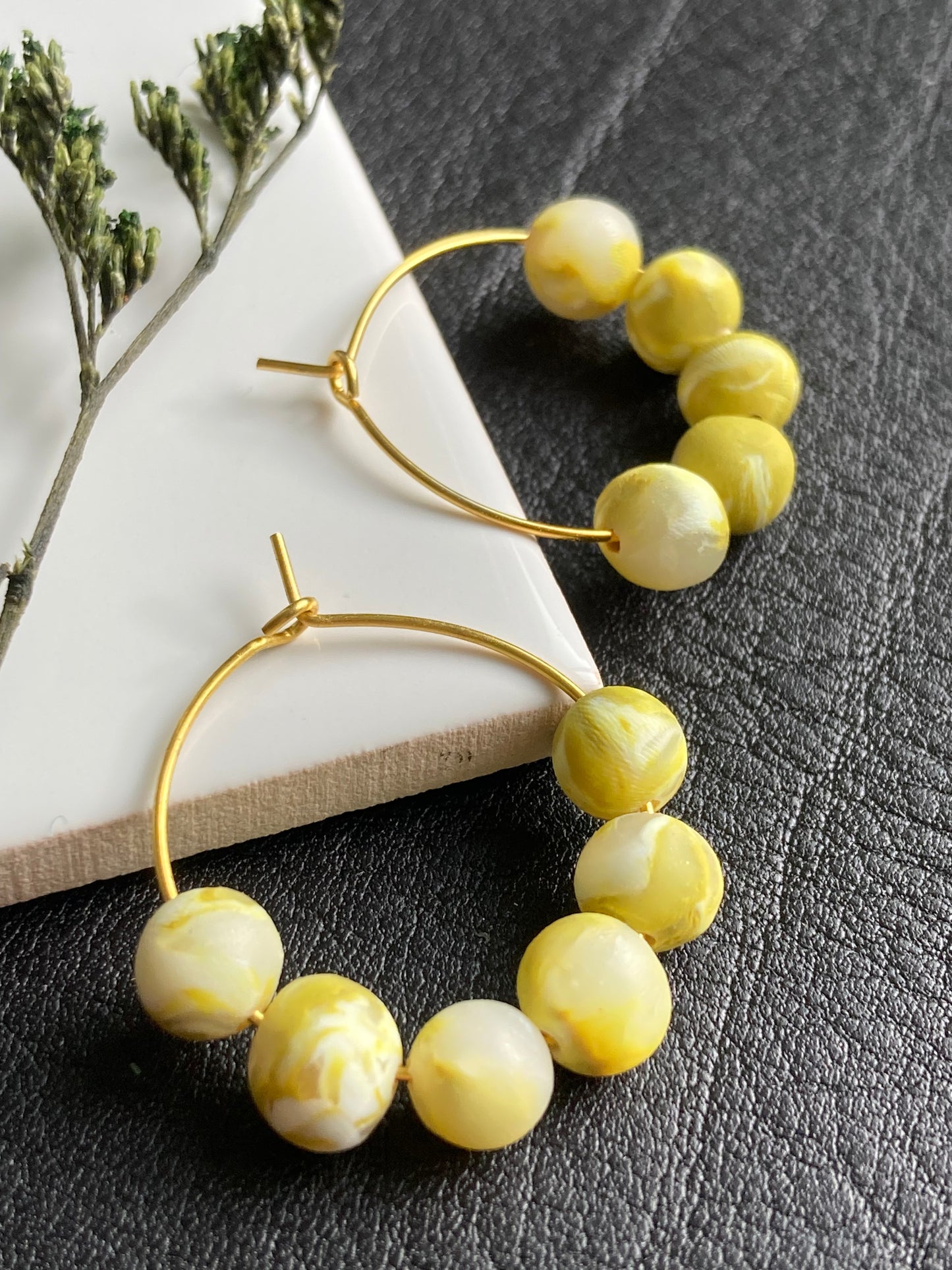 Lime bead earrings