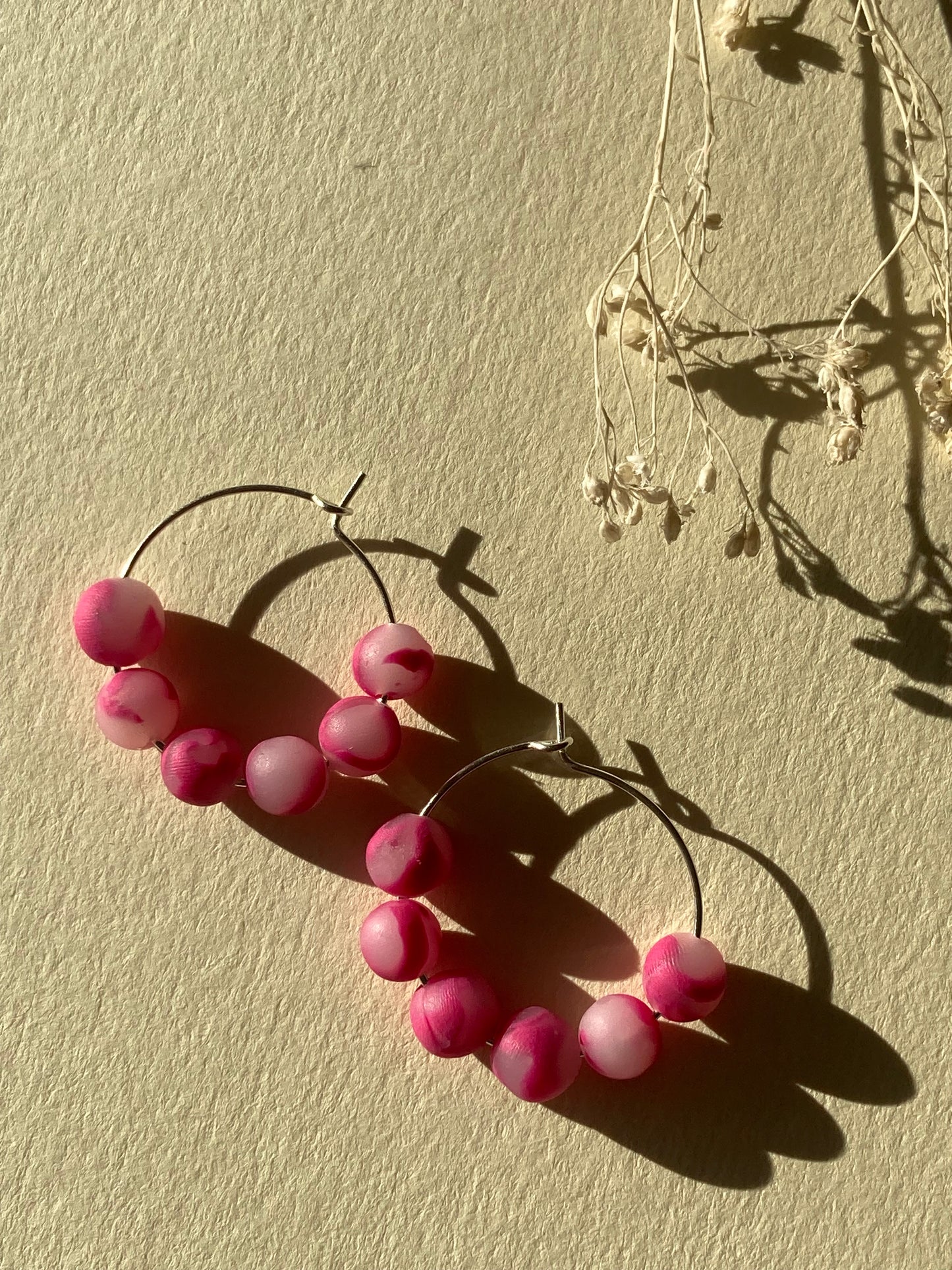 Pink beads earrings