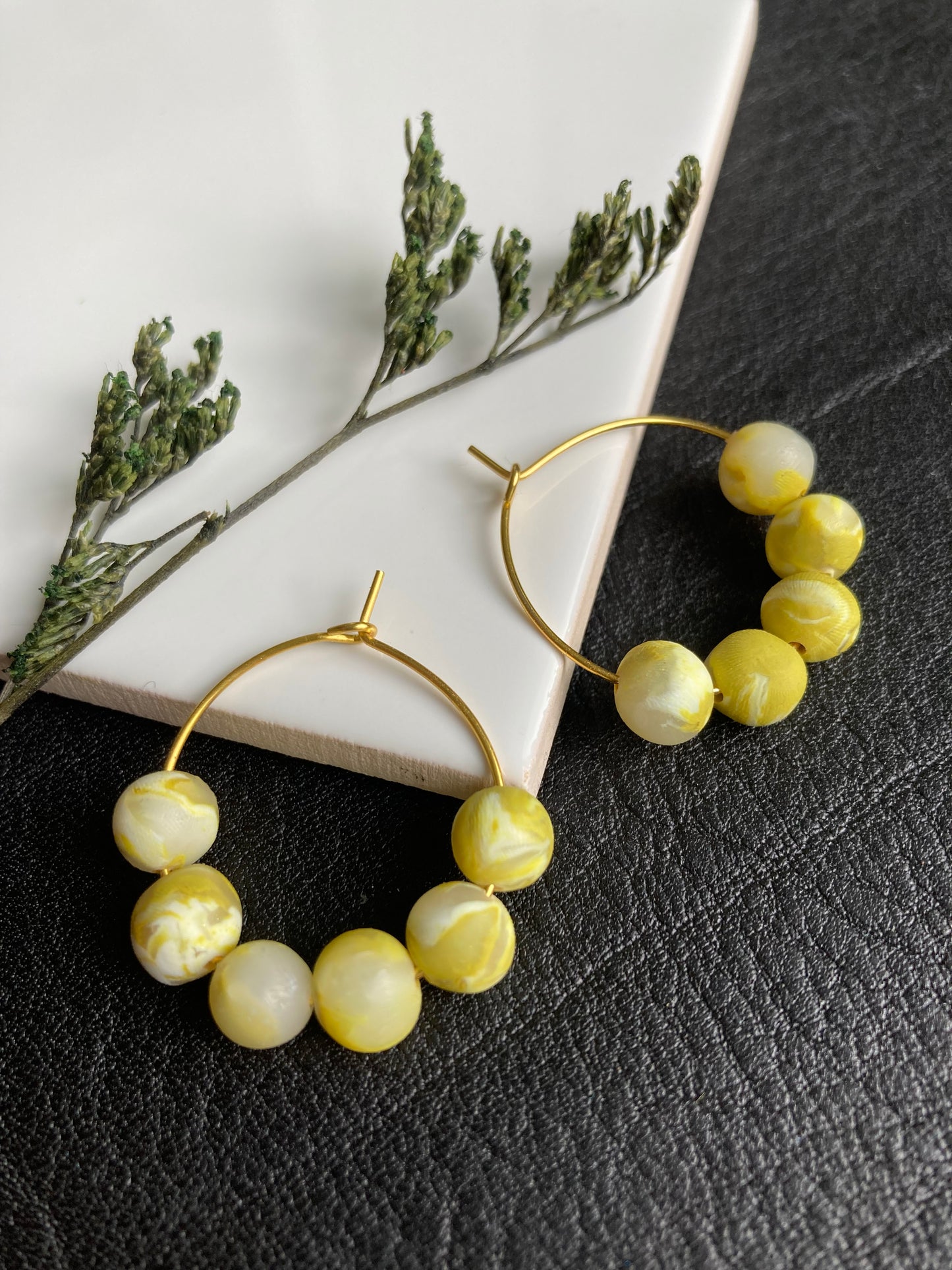 Lime bead earrings